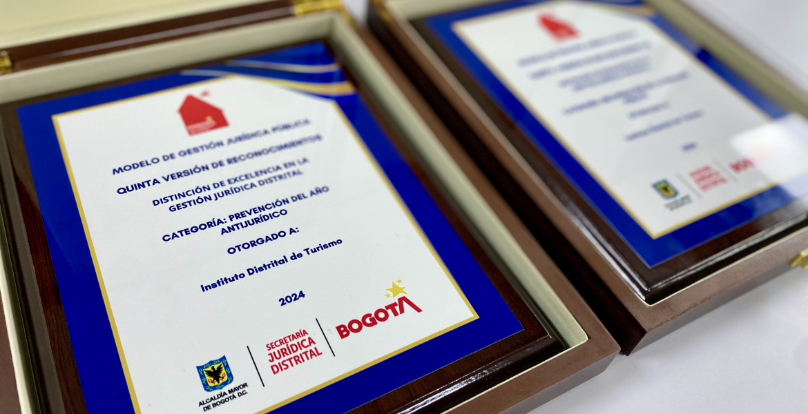 Turismo Bogotá recibe dos reconocimientos por su excelencia en la Gestión Jurídica Distrital