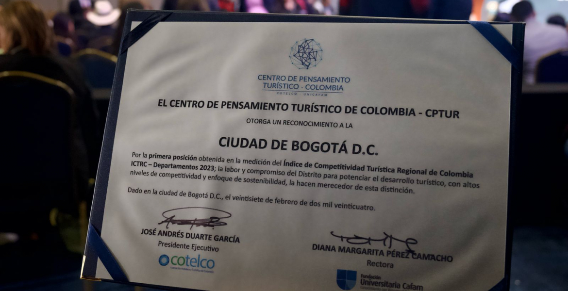 ¡Buenas noticias para Bogotá! IDT ocupó el primer lugar en el Índice de Competitividad Turística Regional de Colombia a nivel departamental y ciudades capitales